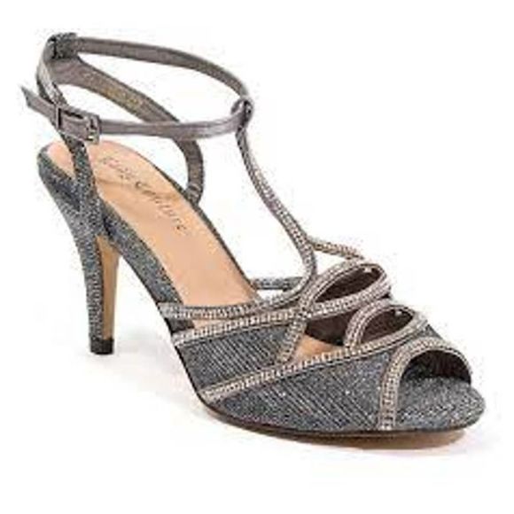 Lady Couture women\'s Glitter Ankle Strap Stiletto Sandal, Pewter EU38 main image 4